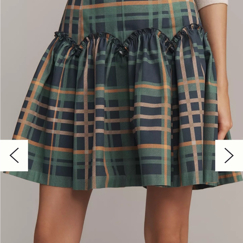 Anthropologie Mare Mare Basque-Waist Plaid Mini Skirt Size Large